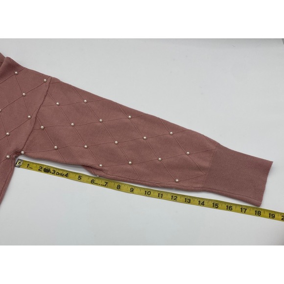 Womens Sweater pink pearls  Lng Sleeve Crew Neck Size L - Picture 7 of 9